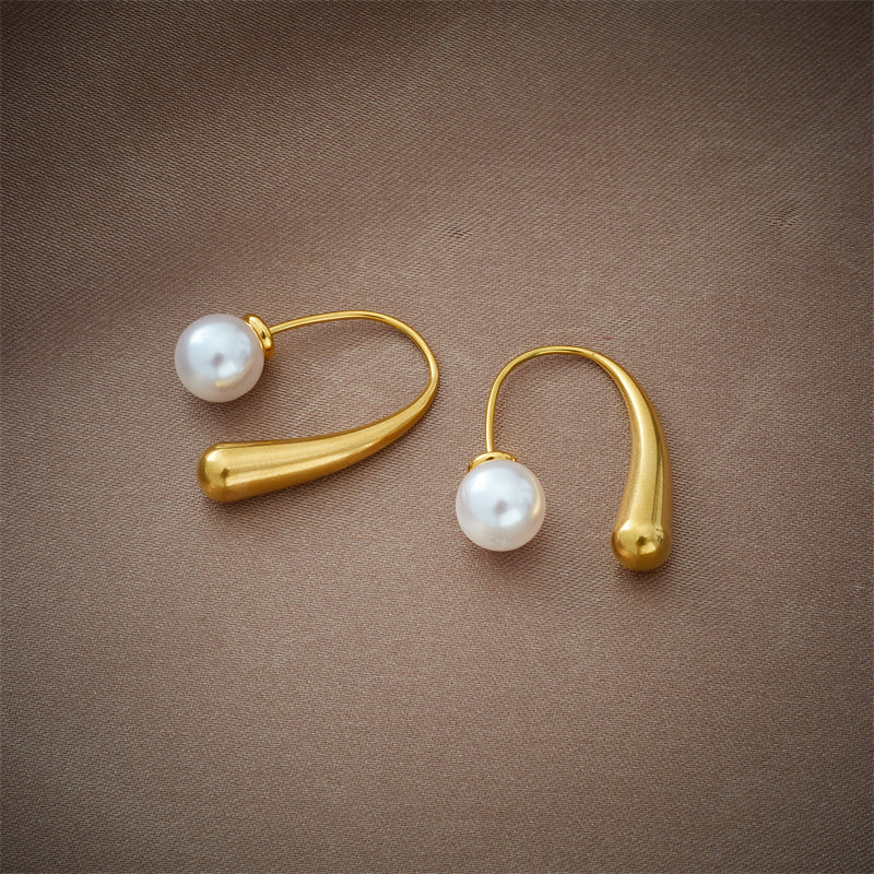 Erin Water Drop Pearl Earrings / Stainless Steel - Nina Kane Jewellery