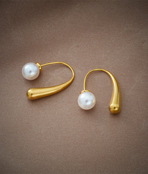 Erin Water Drop Pearl Earrings / Stainless Steel - Nina Kane Jewellery