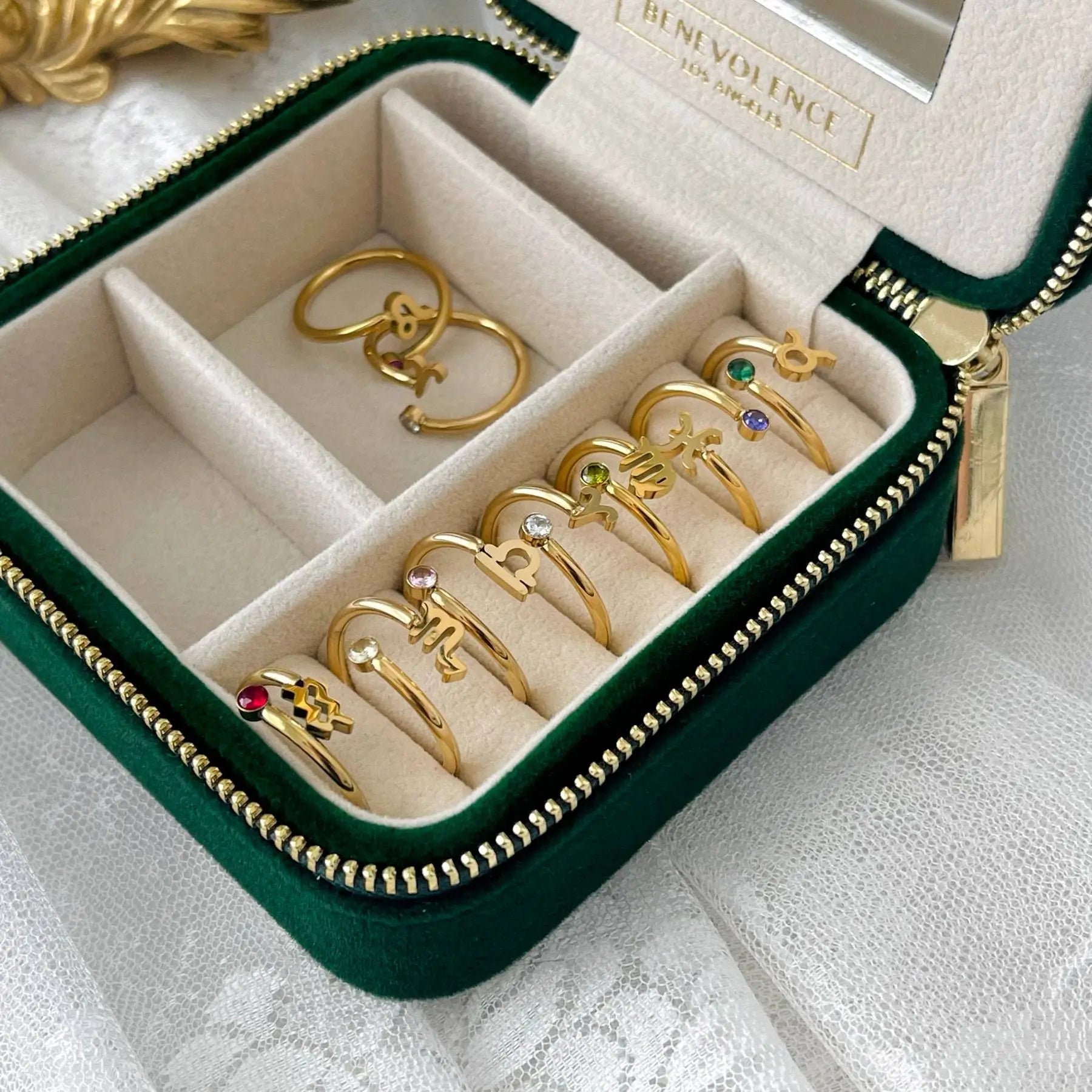 Star Sign & Birth Stone Rings / 18K Gold Plated - Nina Kane Jewellery