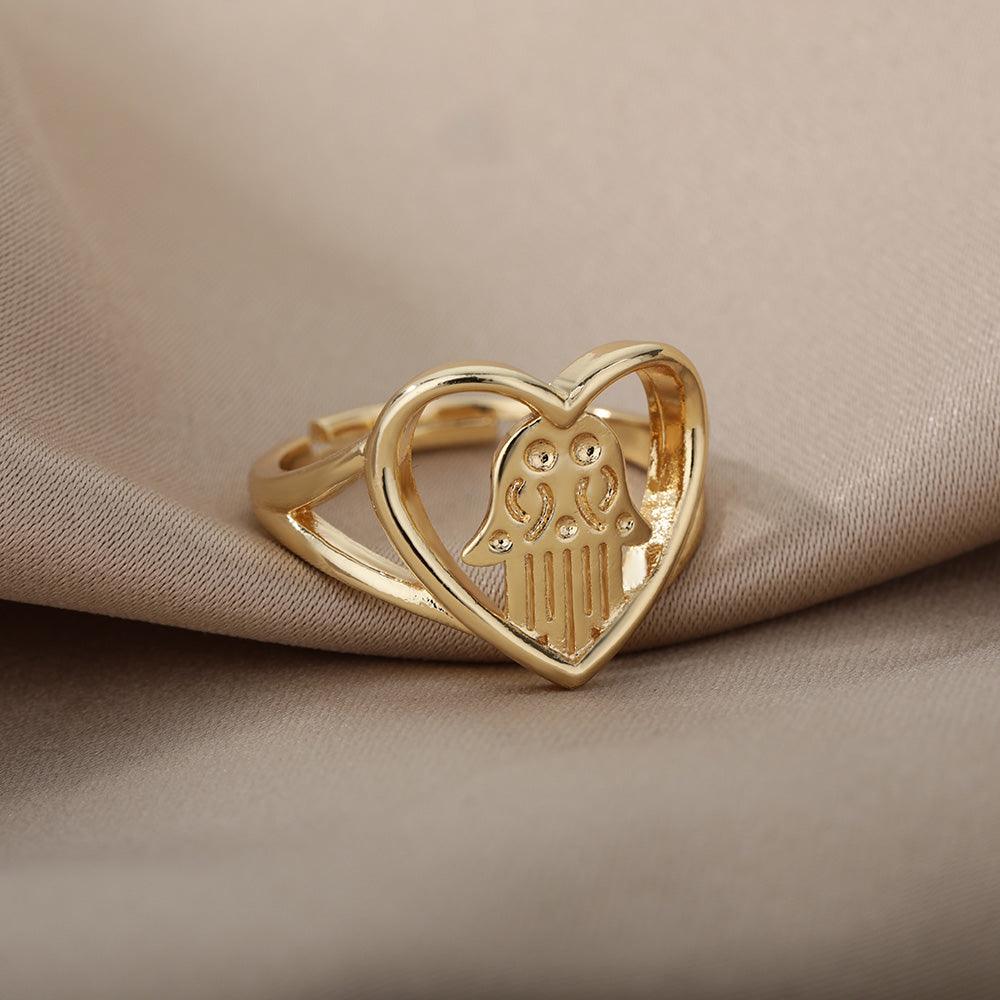 Fatima Heart Shaped Ring / Stainless Steel - Nina Kane Jewellery
