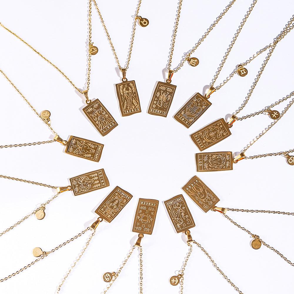 Atlantis Irregular Shape Zodiac Pendants / 18K Gold Plated - Nina Kane Jewellery