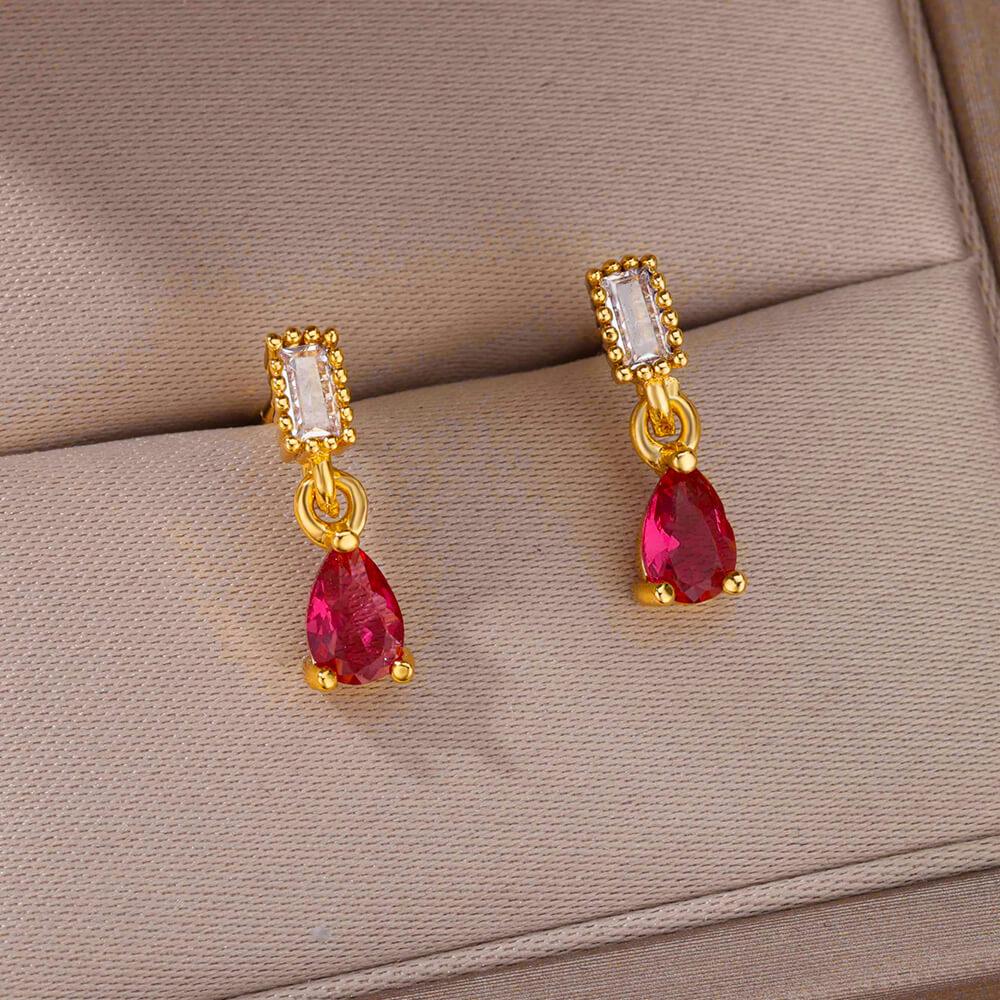 Pink Duchesina Teardrop Earrings / Stainless Steel - Nina Kane Jewellery