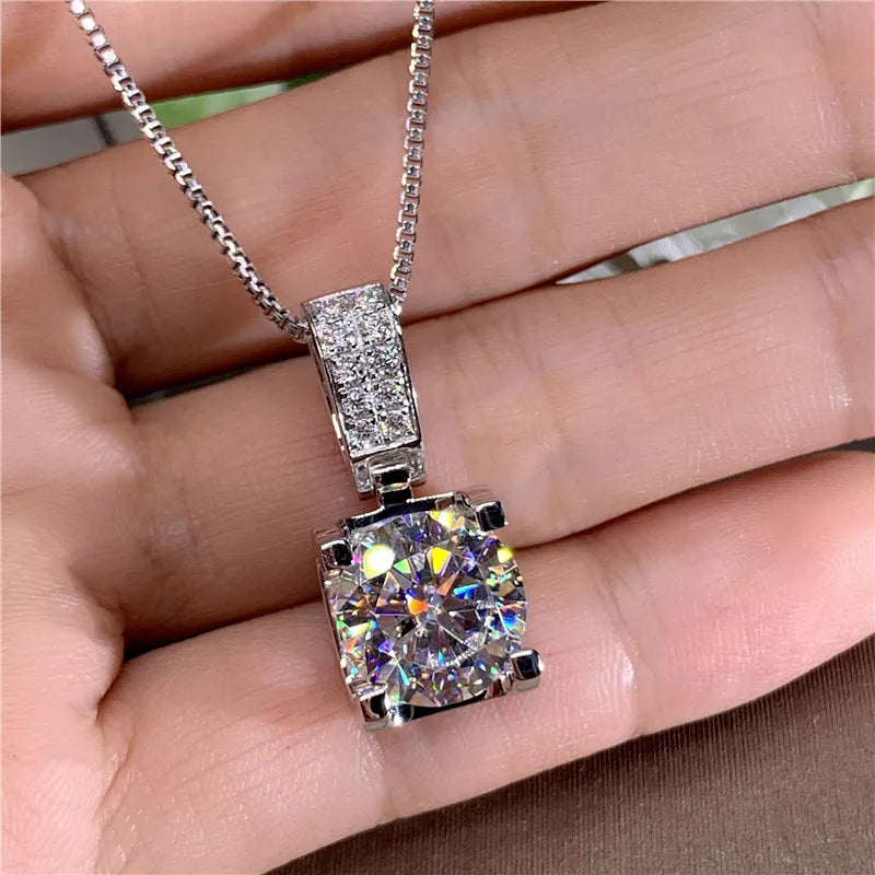 Rosalie Square Diamond Necklace / 925 Silver Plated - Nina Kane Jewellery