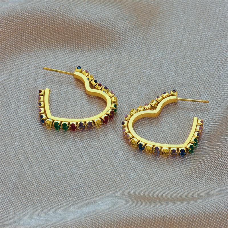 Raina Multicoloured Heart Earrings / Stainless Steel - Nina Kane Jewellery