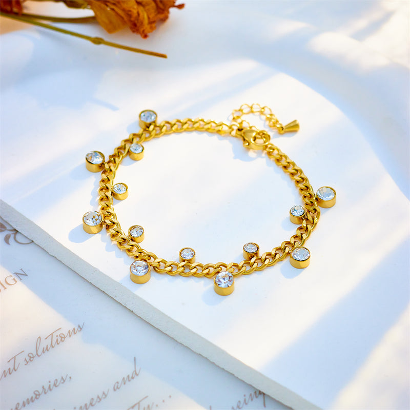 Robyn Diamond Cuban Link Chain Bracelet / Stainless Steel - Nina Kane Jewellery