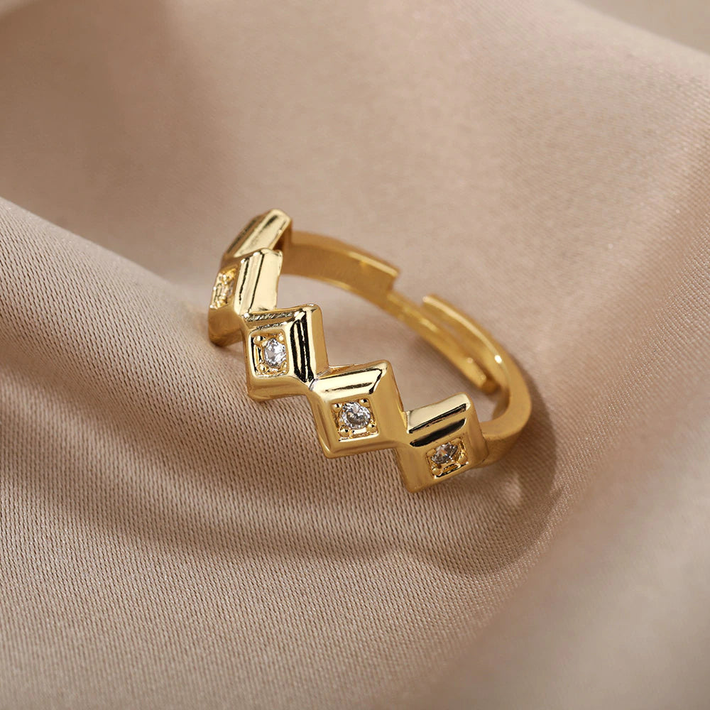 Soraya Adjustable Bijoux Zircon Ring / Stainless Steel - Nina Kane Jewellery