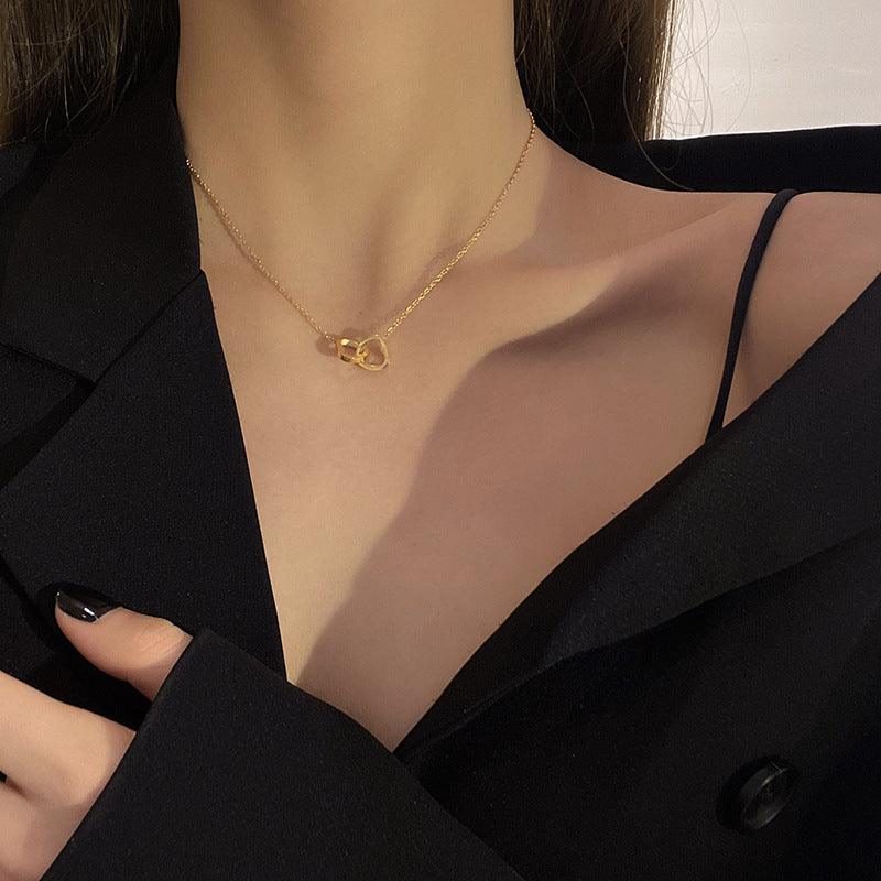 Ophelia Linked Hearts Necklace / Stainless Steel - Nina Kane Jewellery
