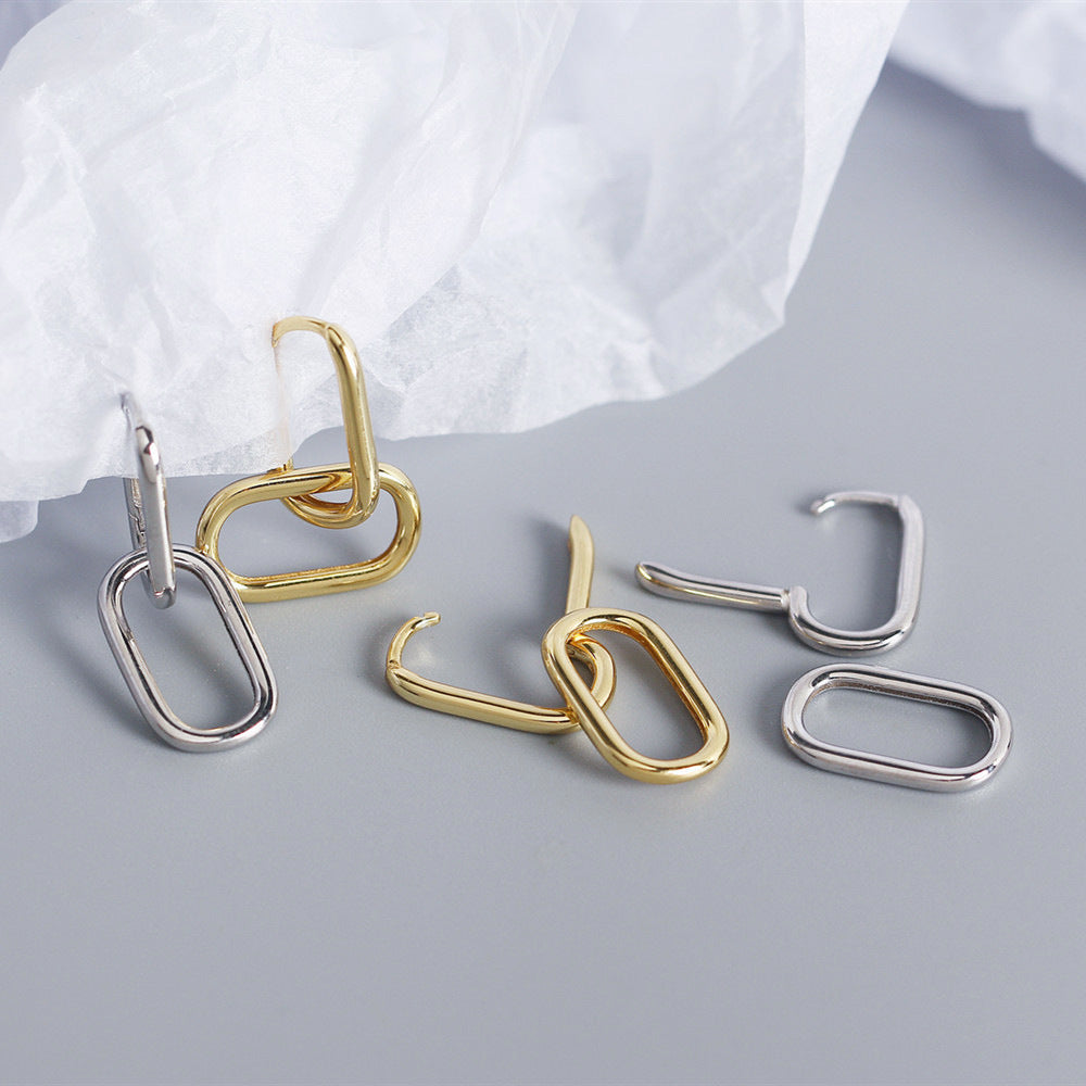 Thea Geometric Double Hoop Earrings / 925 Sterling Silver
