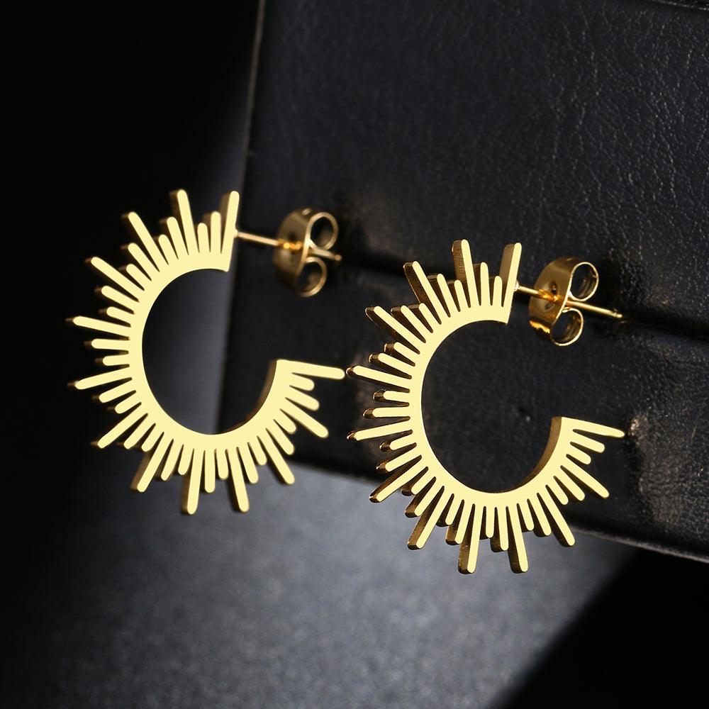 Eliza Starburst Hoop Earrings / Stainless Steel - Nina Kane Jewellery
