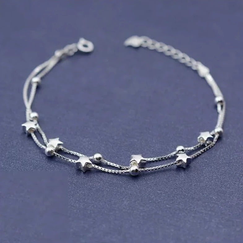 Verona Double Star Bracelet / Silver Plated - Nina Kane Jewellery