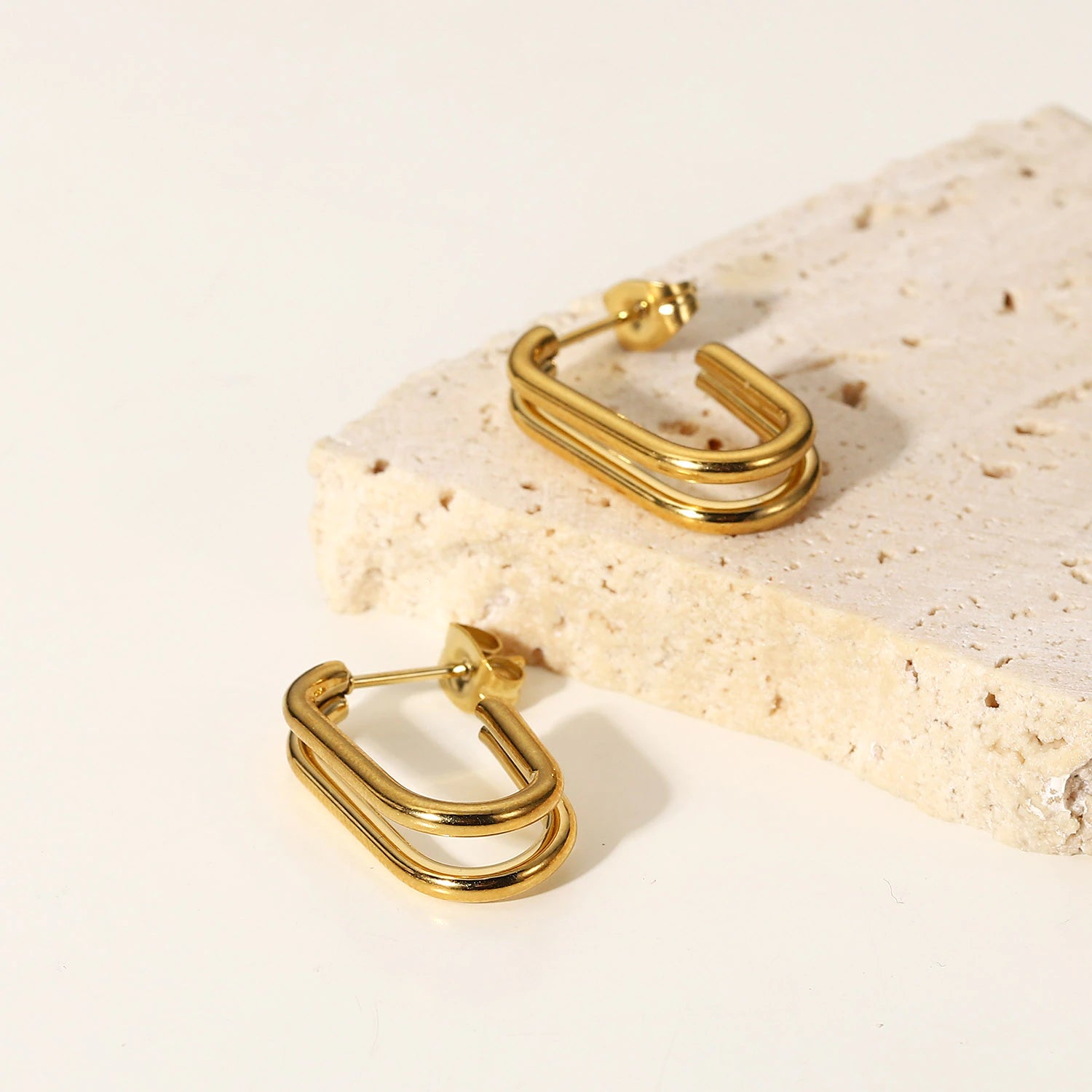 Chantelle Double Layer Gold Earrings / 18K Gold Plated - Nina Kane Jewellery
