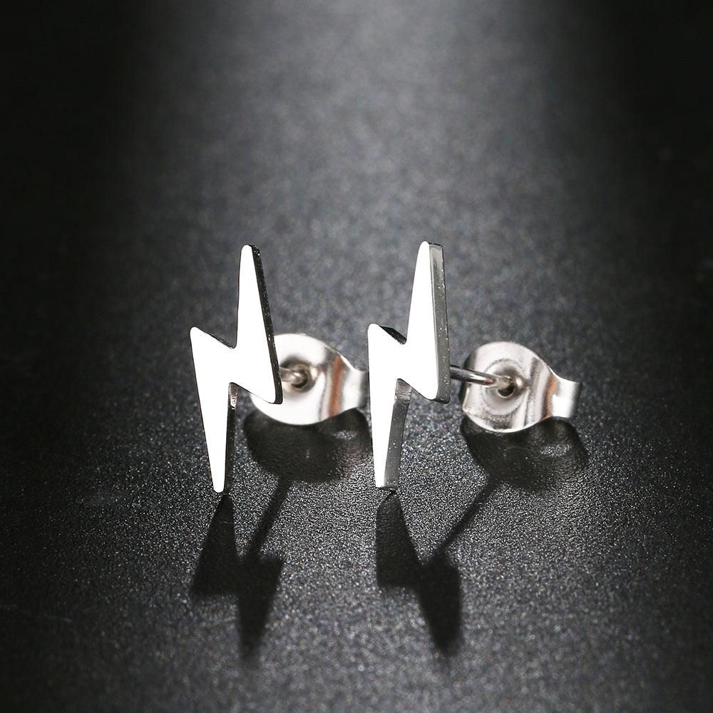 Kamara Lighting Bolt Stud Earrings / Stainless Steel - Nina Kane Jewellery