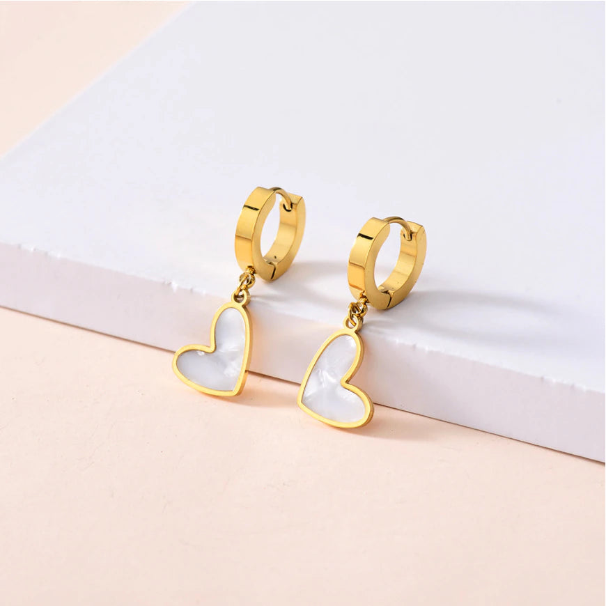 Scarlett Heart Shaped Hoop Earrings / Stainless Steel - Nina Kane Jewellery