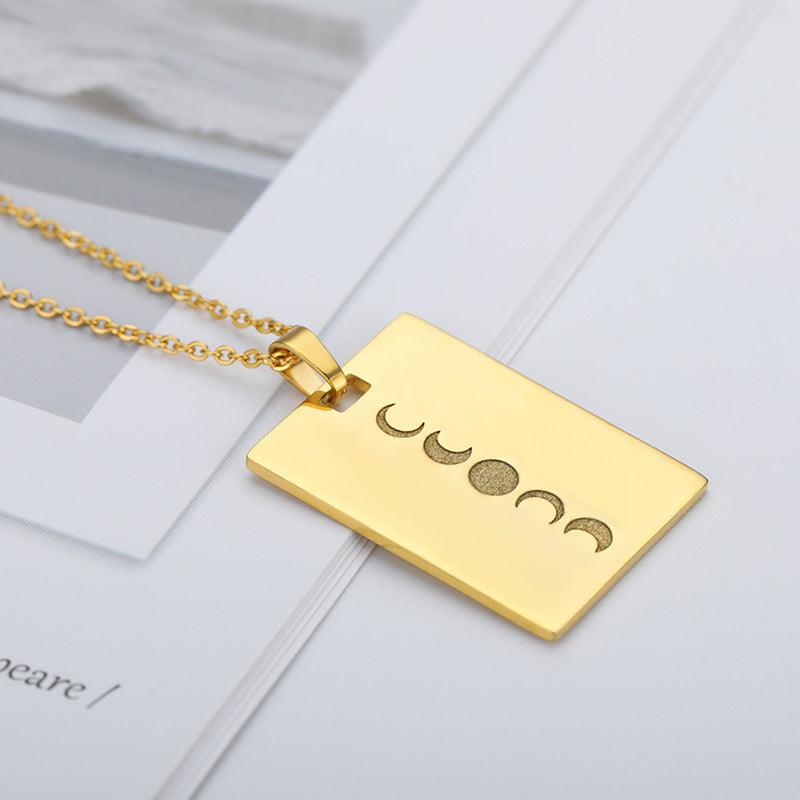 Selene Moon Phases Pendant / Stainless Steel - Nina Kane Jewellery