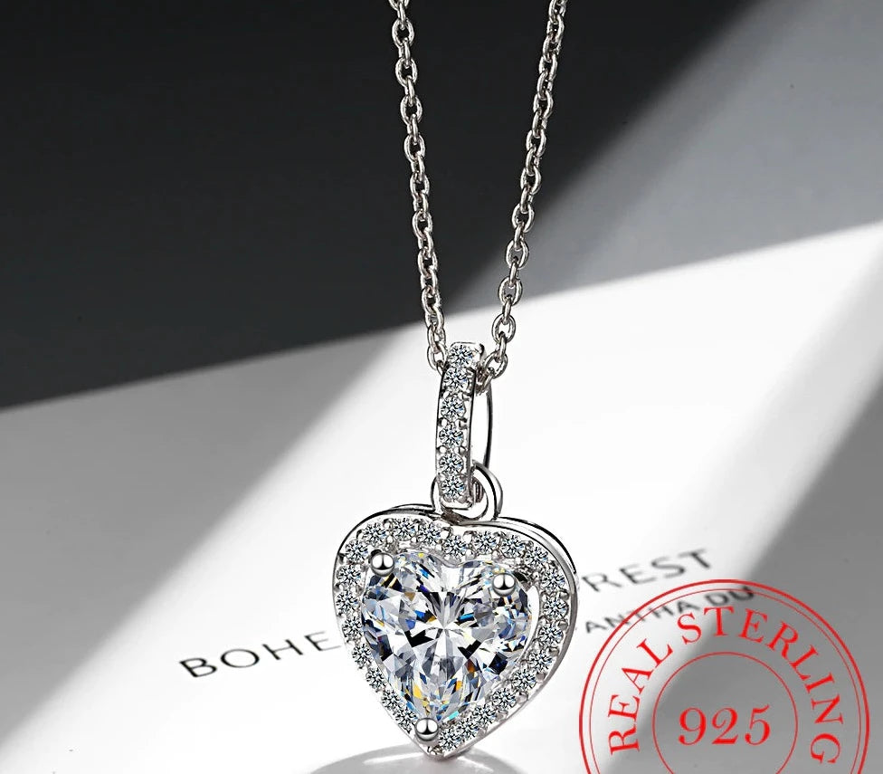 Selene Luxury Heart Shaped Necklace / 925 Sterling Silver - Nina Kane Jewellery