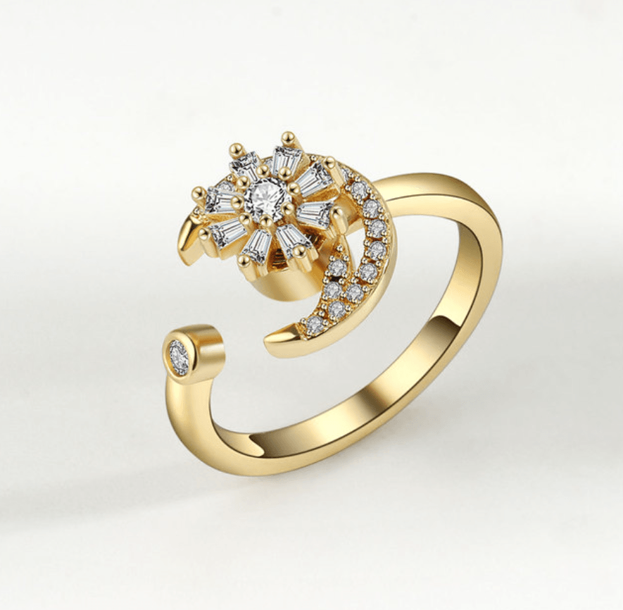 Lola Gold Flower Spinning Ring / 925 Sterling Silver - Nina Kane Jewellery