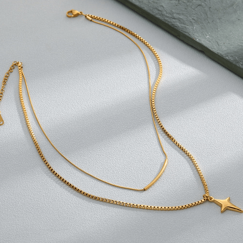 Lianna Star Double Chain / 18K Gold Plated - Nina Kane Jewellery
