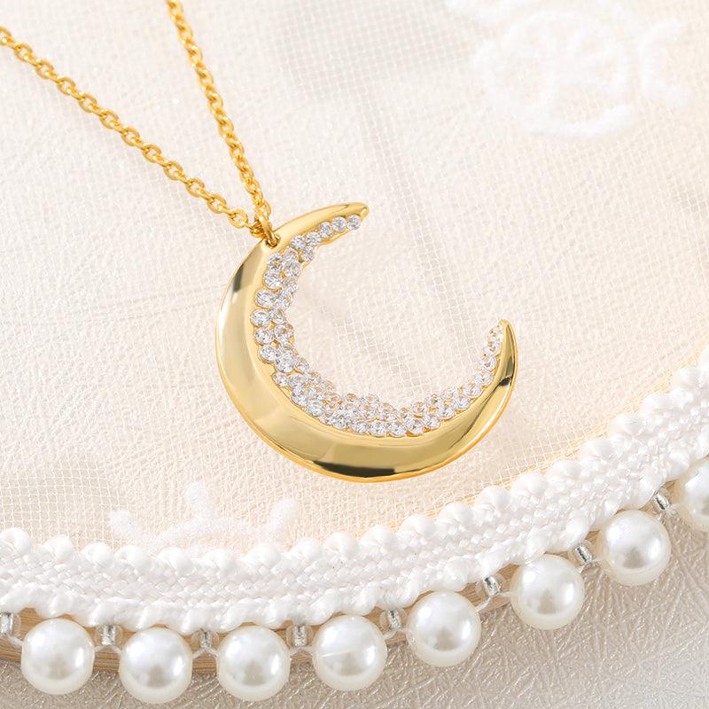 Corina Crescent Moon Pendants / Stainless Steel - Nina Kane Jewellery