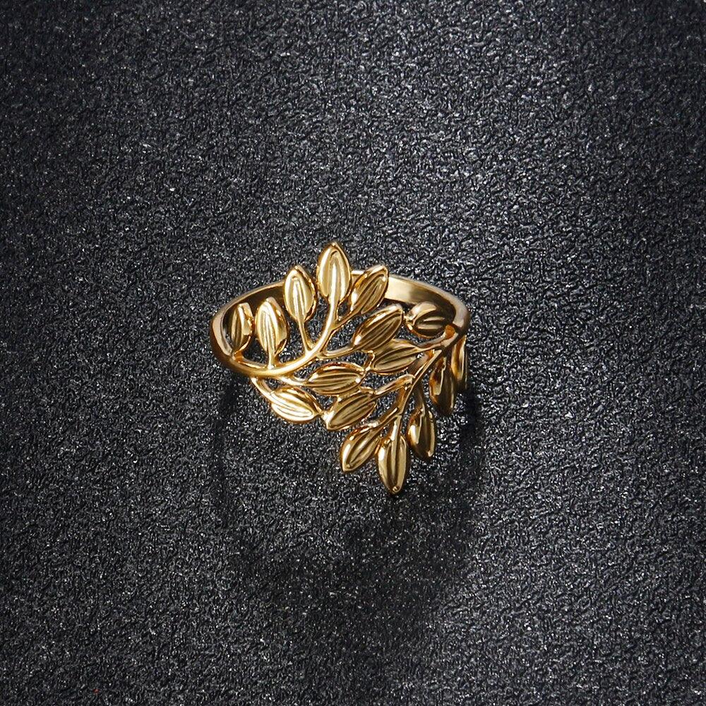 Laurel Leaf Adjustable Rings / Stainless Steel - Nina Kane Jewellery