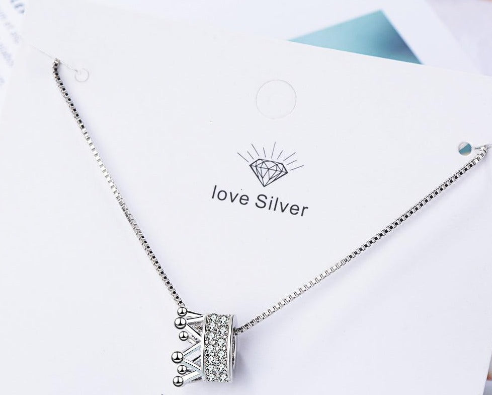 Regina Crown Pendant Necklace / 925 Sterling Silver - Nina Kane Jewellery