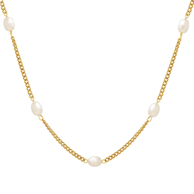 Lilly Freshwater Pearl Necklace / 18K Gold Plated - Nina Kane Jewellery