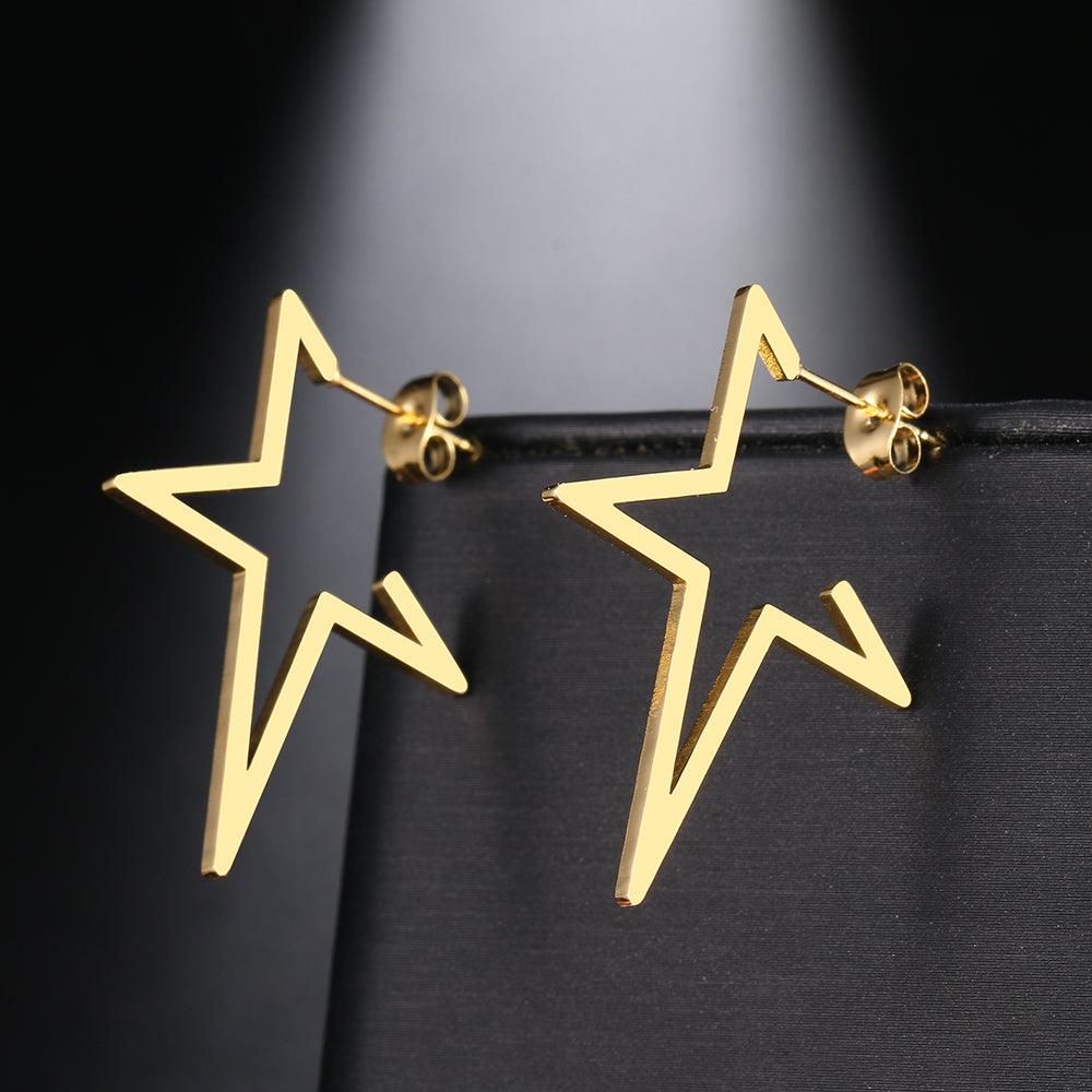 Georgia Star Shaped Hoop Earrings / Stainless Steel - Nina Kane Jewellery