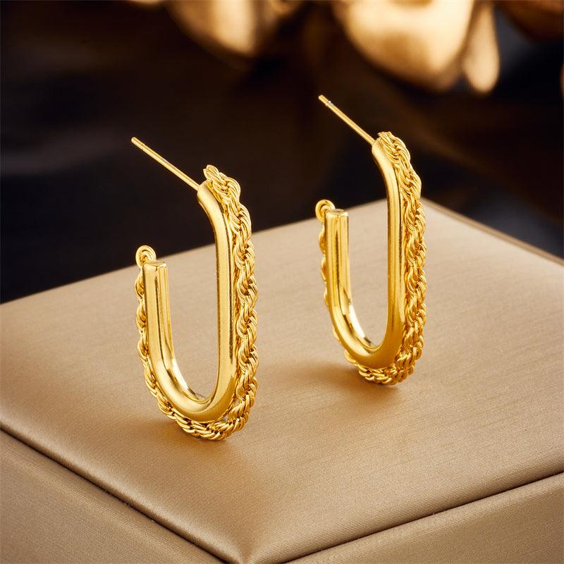 Jasmine Twist U Shape Earrings / Stainless Steel - Nina Kane Jewellery
