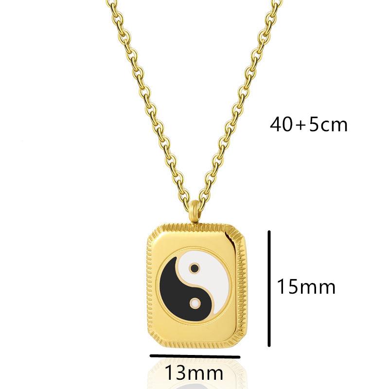 Poppy Ying Yang Pendant Necklace / Stainless Steel - Nina Kane Jewellery