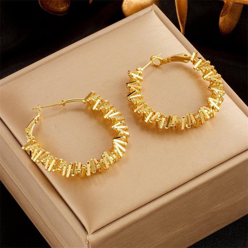 Melody Stacked Triangle Hoops / Stainless Steel - Nina Kane Jewellery