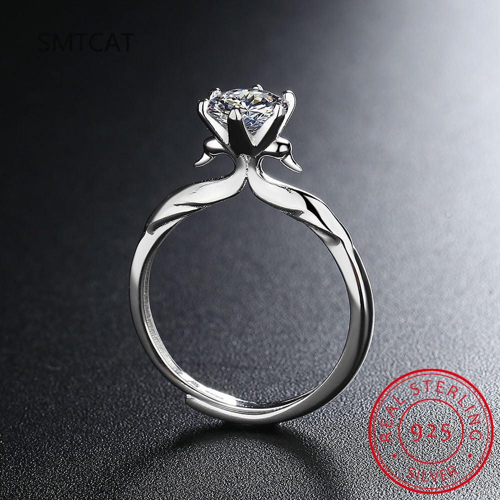 Kate Solitaire Diamond Ring / 925 Sterling Silver - Nina Kane Jewellery
