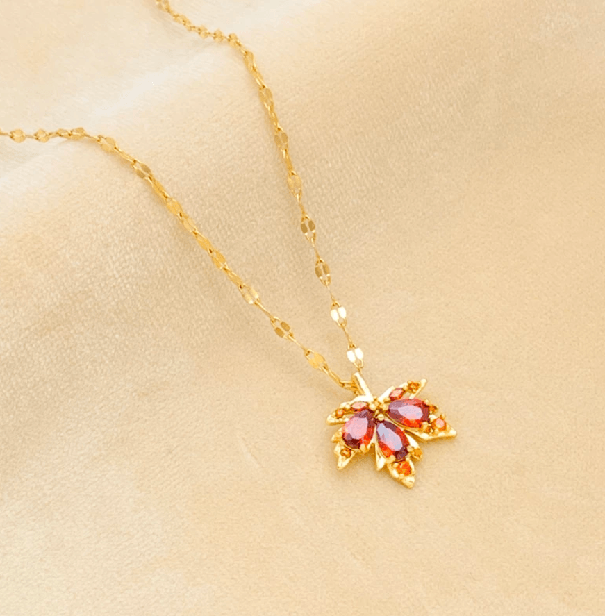 Matilda Maple Leaf Necklace / Stainless Steel - Nina Kane Jewellery