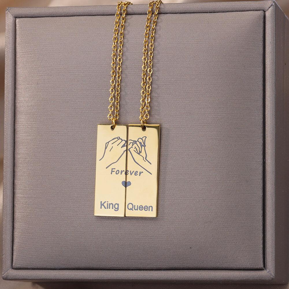 The King & Queen Couples Pendant / 18K Gold Plated - Nina Kane Jewellery
