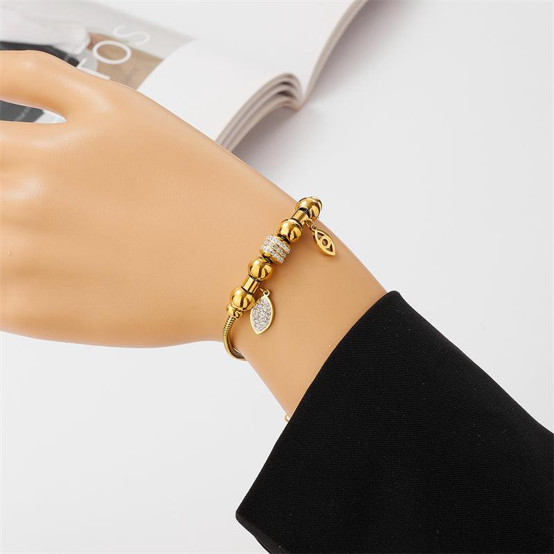 Yasmin Evil Eye Charm Bracelet / 18K Gold Plated - Nina Kane Jewellery