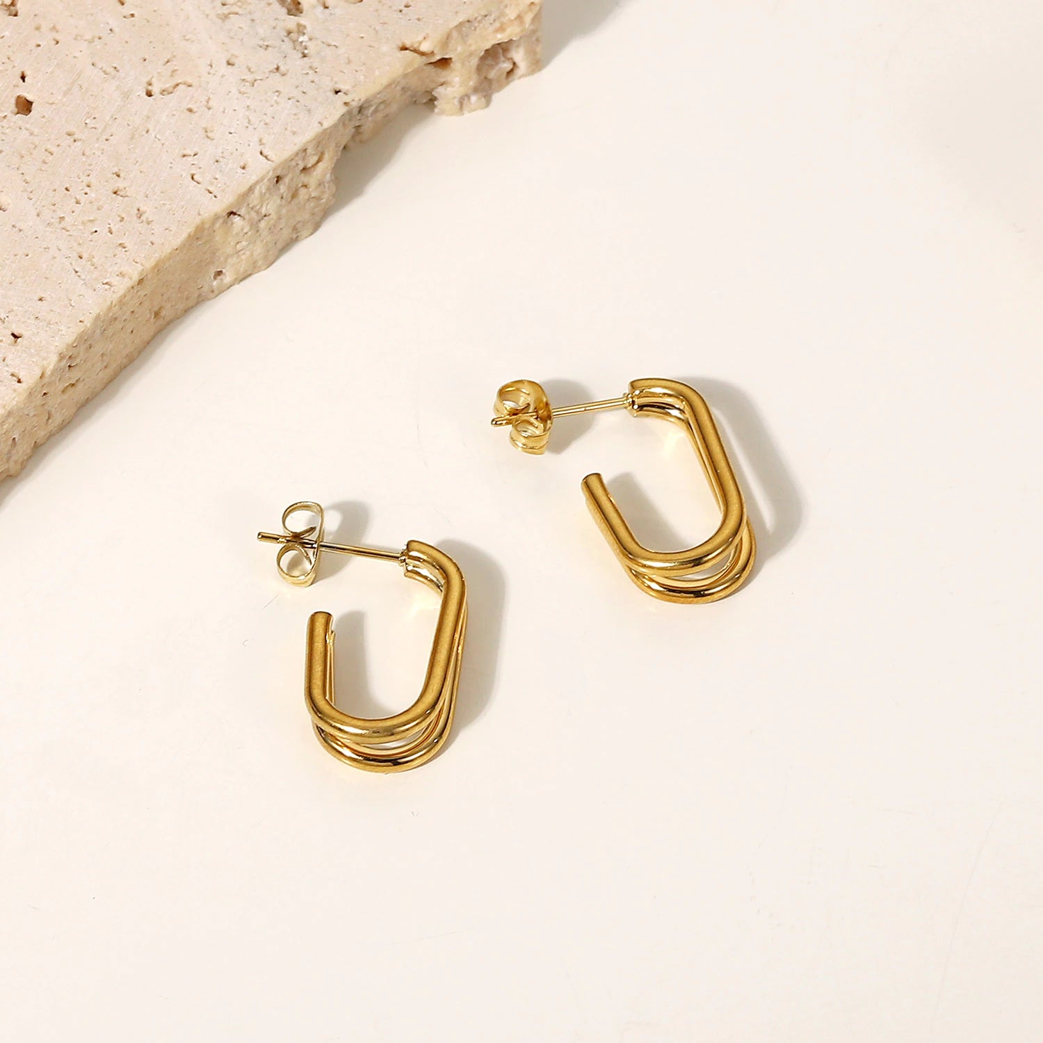 Chantelle Double Layer Gold Earrings / 18K Gold Plated - Nina Kane Jewellery