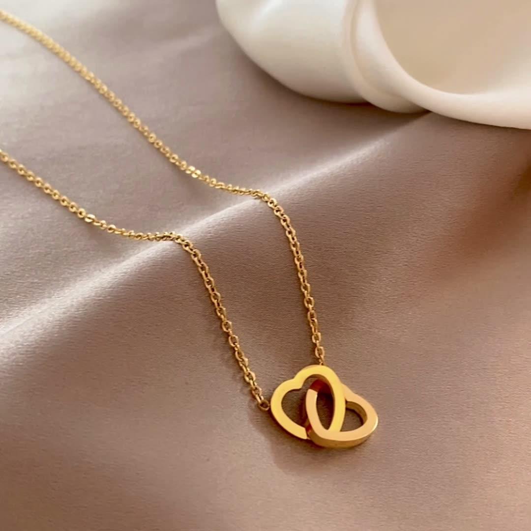 Ophelia Linked Hearts Necklace / Stainless Steel - Nina Kane Jewellery