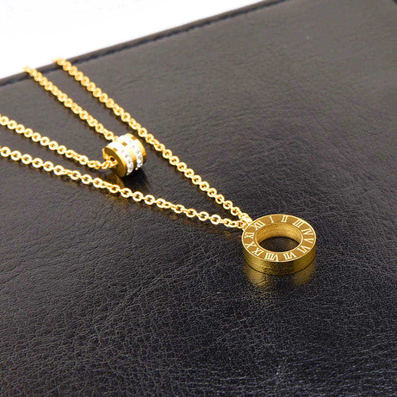 Emmeline Double Pendant Necklace / Stainless Steel - Nina Kane Jewellery