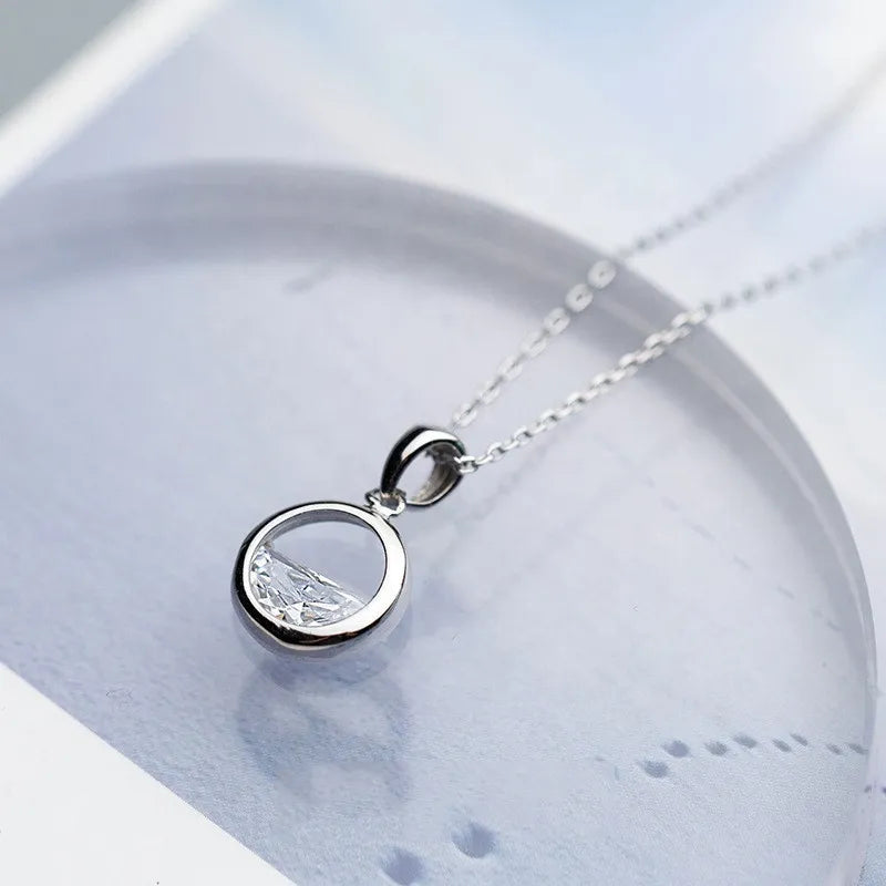 Molly Round Crystal Necklace / 925 Sterling Silver - Nina Kane Jewellery