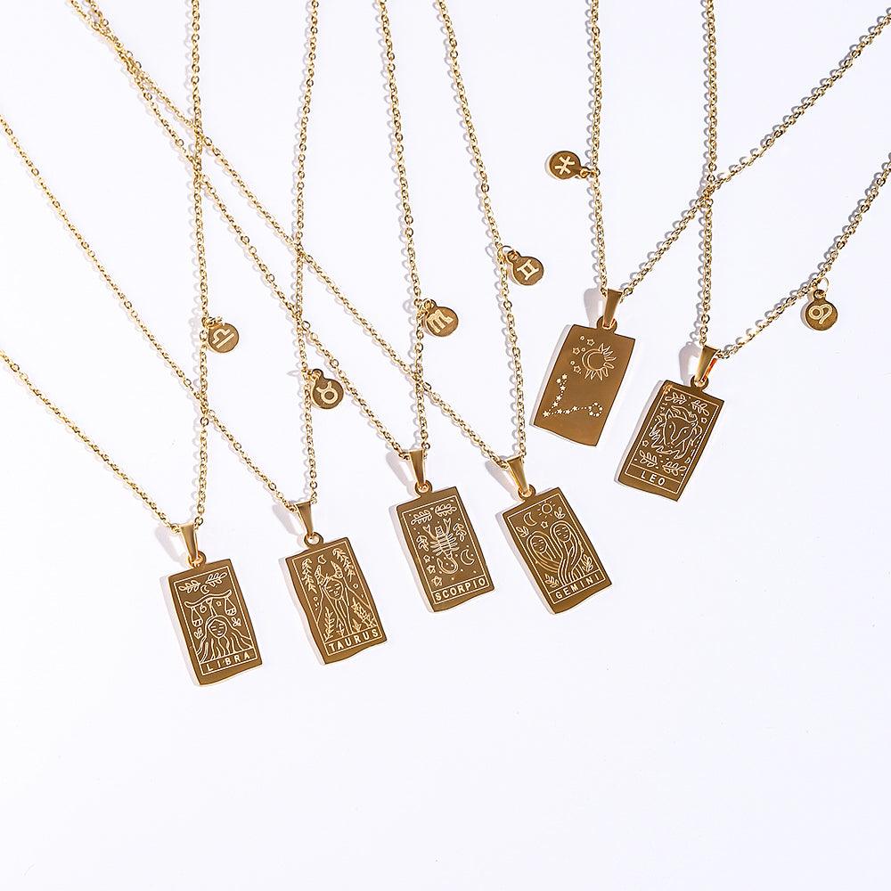 Atlantis Irregular Shape Zodiac Pendants / 18K Gold Plated - Nina Kane Jewellery
