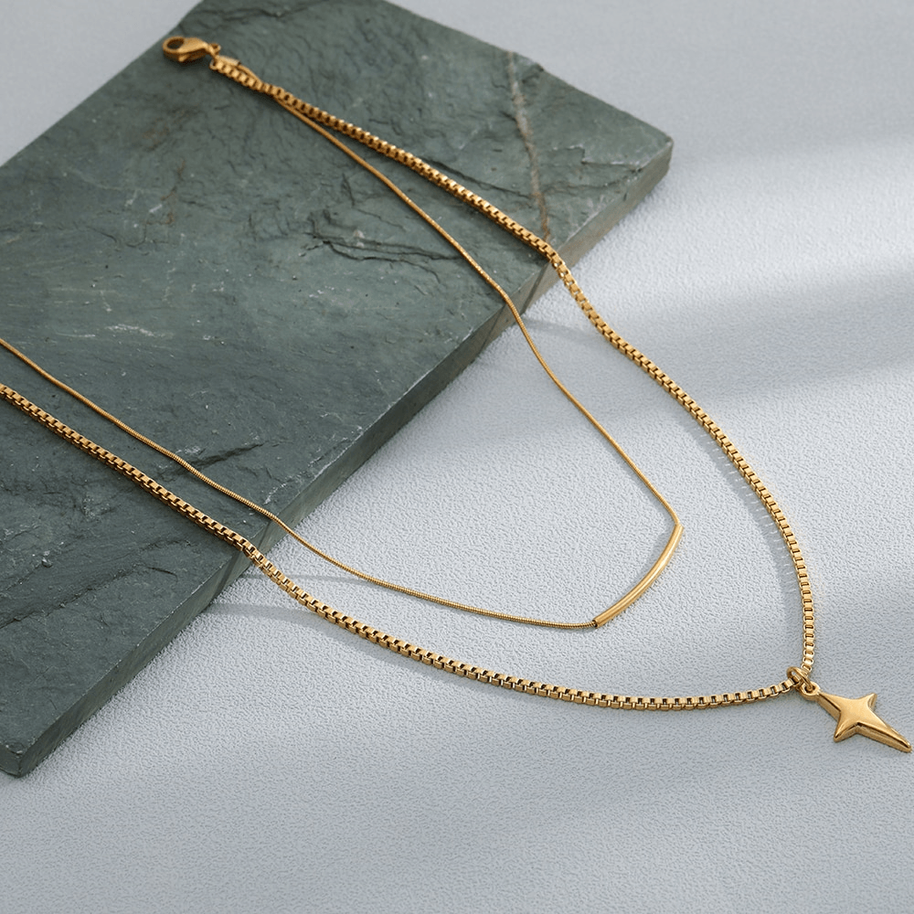Lianna Star Double Chain / 18K Gold Plated - Nina Kane Jewellery