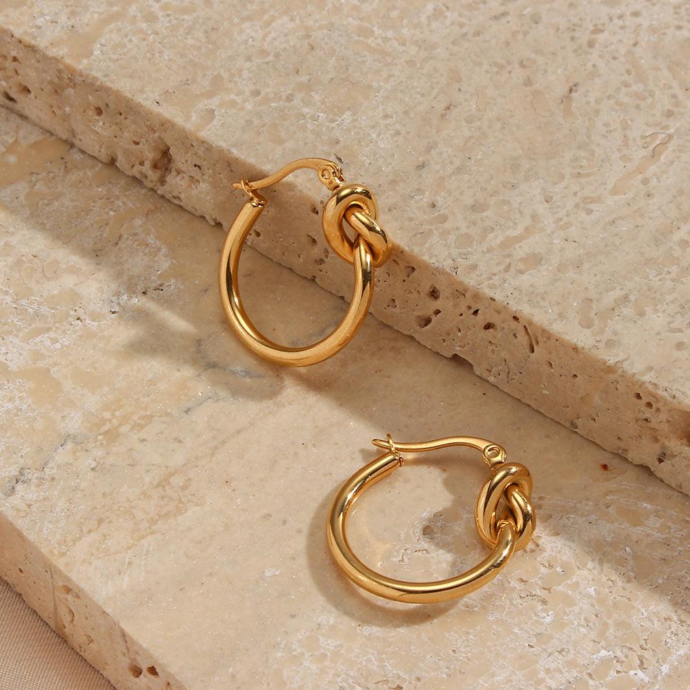 Blake Knot Hoop Earrings / 18K Gold Plated - Nina Kane Jewellery
