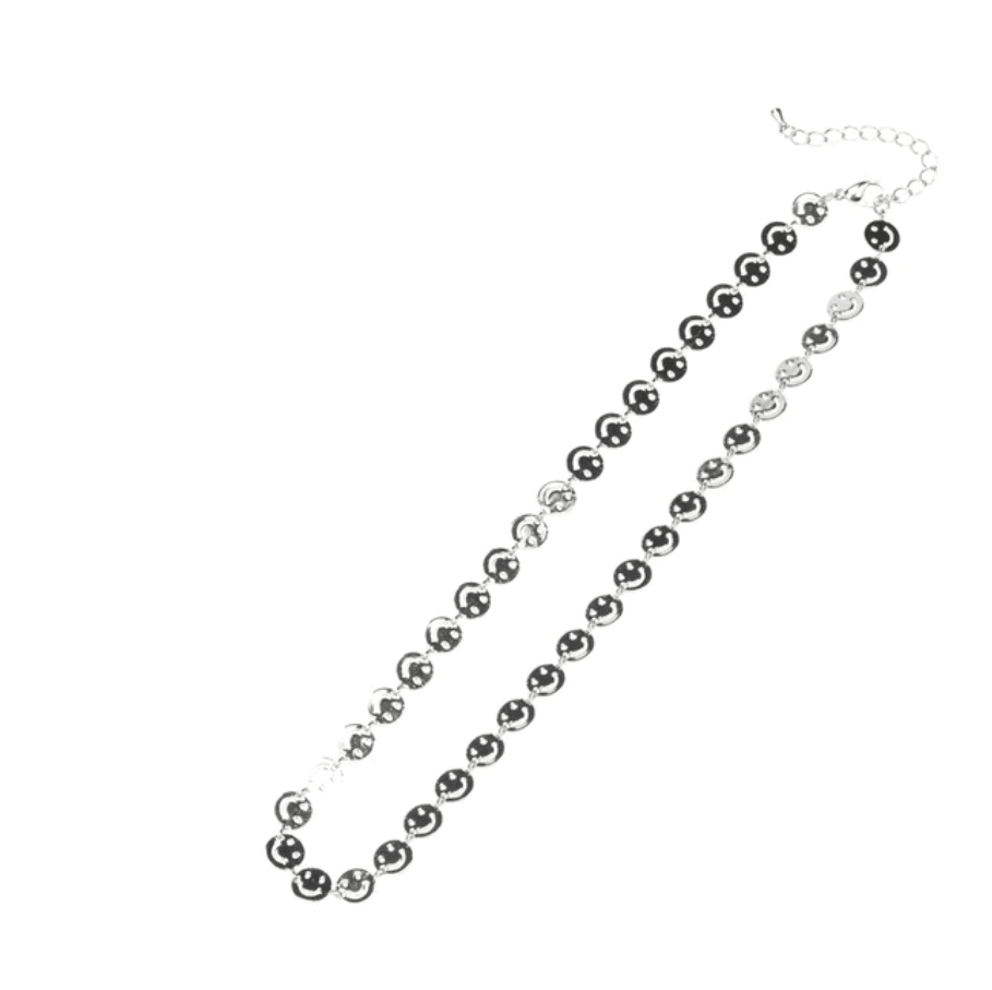 Silver Danika Smiley Face Necklace / Stainless Steel - Nina Kane Jewellery
