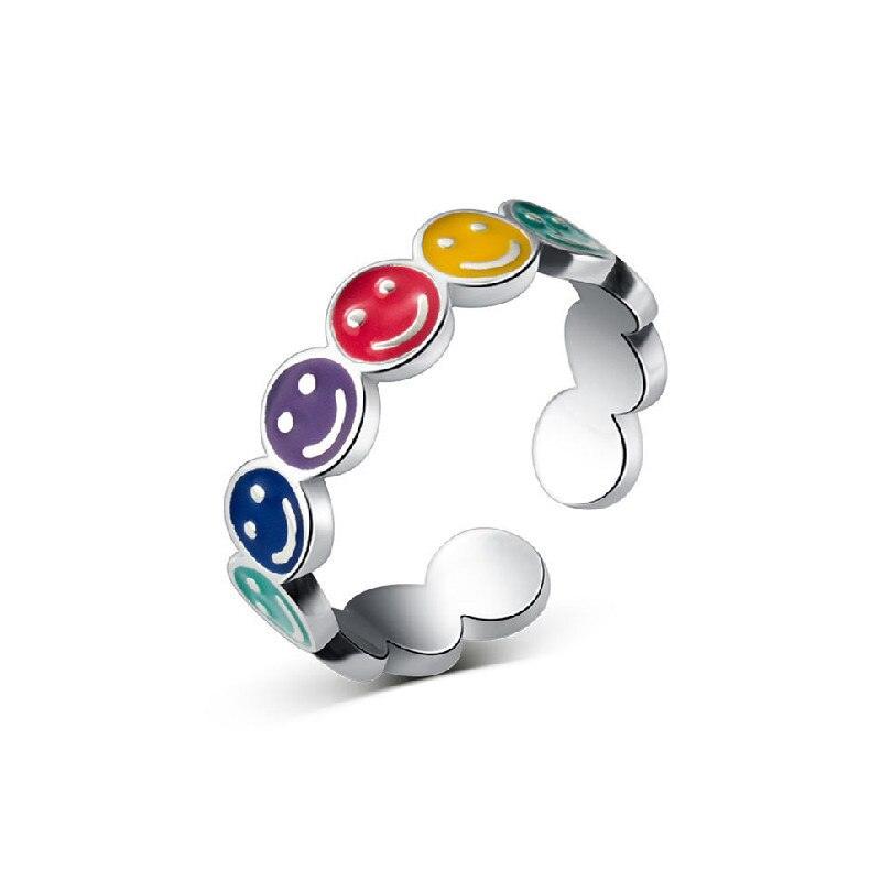 Melania Adjustable Smiley Ring / 925 Sterling Silver - Nina Kane Jewellery