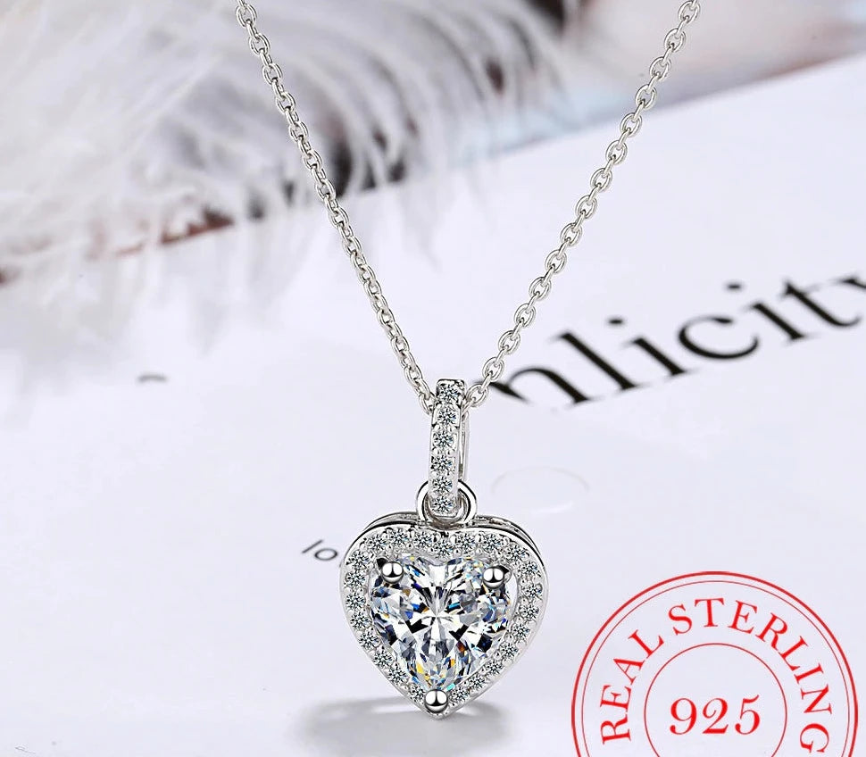 Selene Luxury Heart Shaped Necklace / 925 Sterling Silver - Nina Kane Jewellery