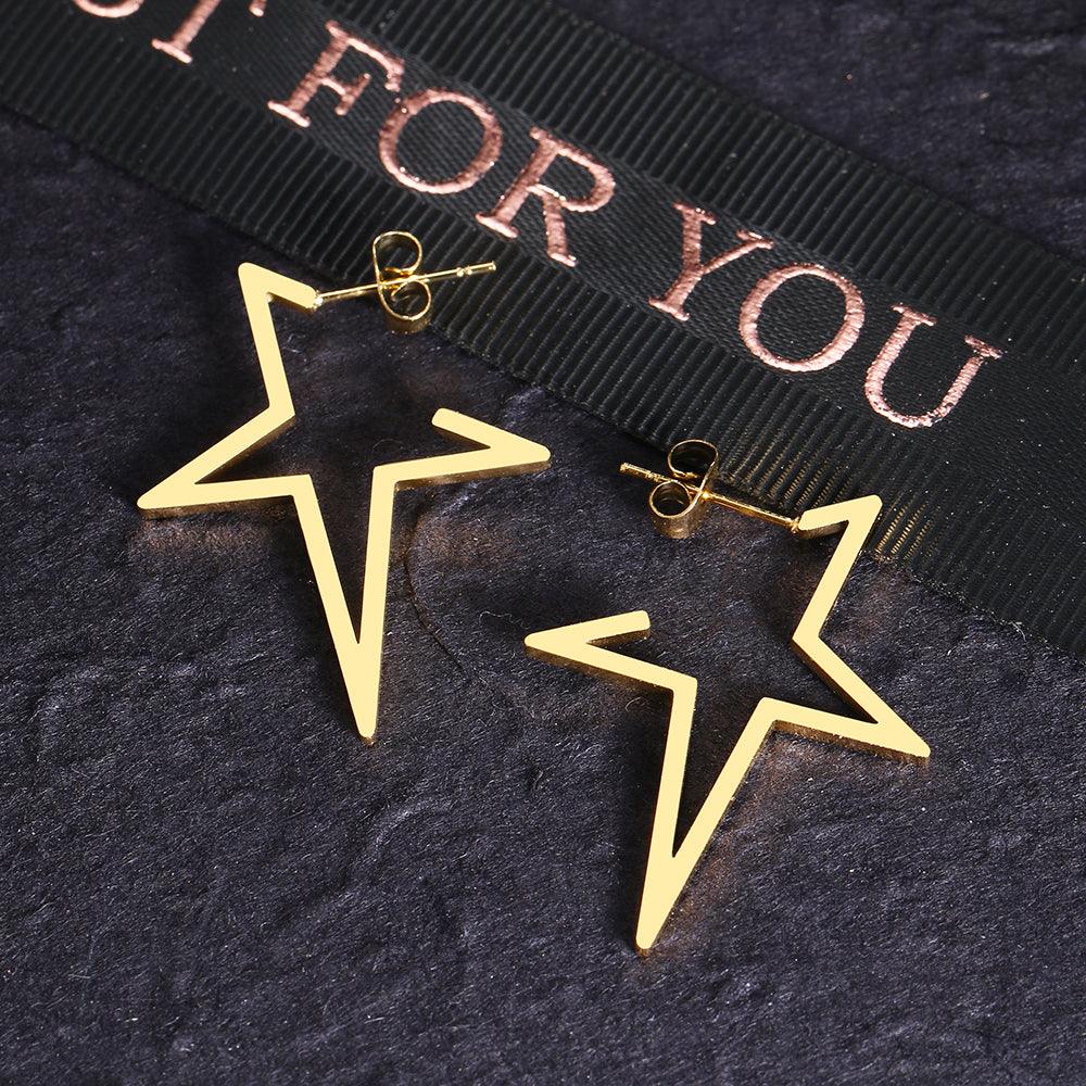 Georgia Star Shaped Hoop Earrings / Stainless Steel - Nina Kane Jewellery