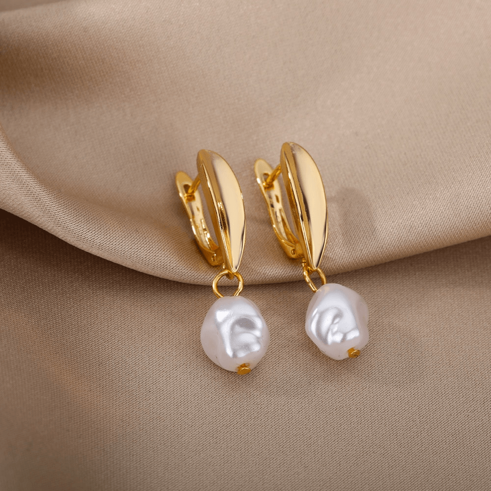 Adrianne Pearl Earrings / Stainless Steel - Nina Kane Jewellery
