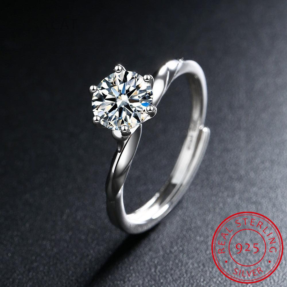 Kate Solitaire Diamond Ring / 925 Sterling Silver - Nina Kane Jewellery