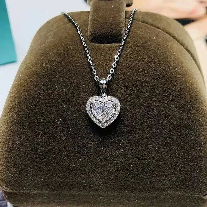 Tavira Diamond Heart Necklace / 925 Sterling Silver - Nina Kane Jewellery