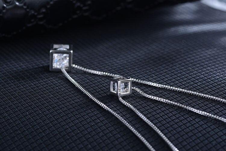 Elektra Double Chain Square Pendants / 925 Sterling Silver - Nina Kane Jewellery
