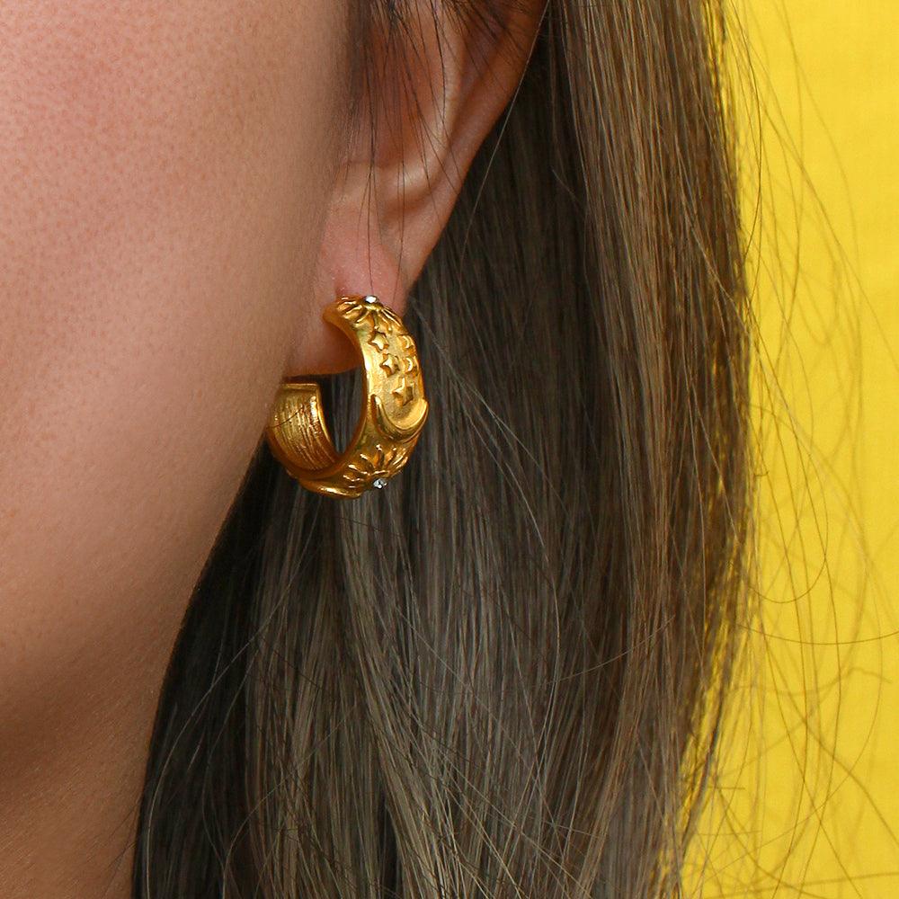 Jordan Celestial Hoop Earrings / Stainless Steel - Nina Kane Jewellery