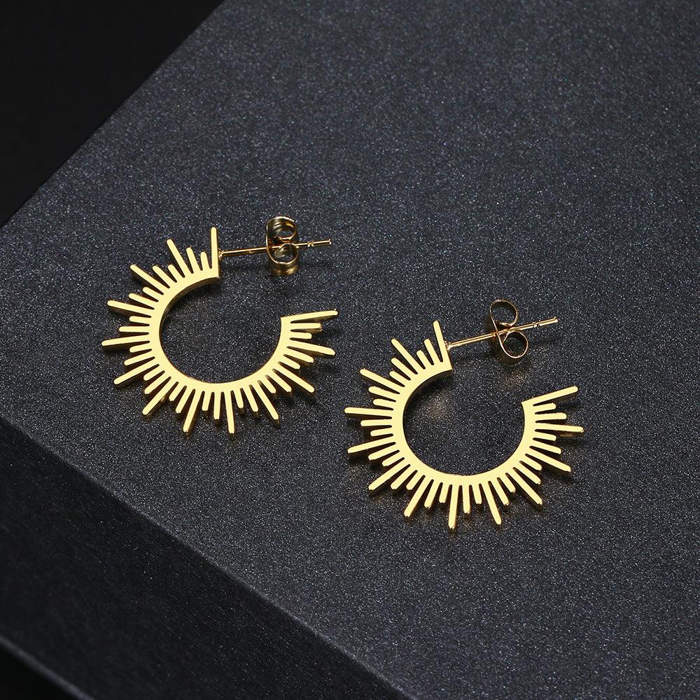Eliza Starburst Hoop Earrings / Stainless Steel - Nina Kane Jewellery